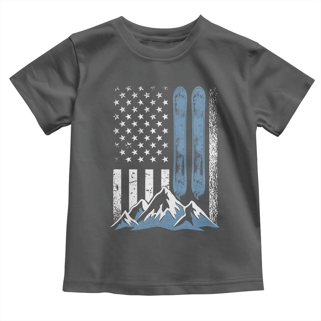 Alpine Skiing Skier Toddler T Shirt Vintage American Flag Winter Sport - Wonder Print Shop