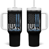 Alpine Skiing Skier Tumbler With Handle Vintage American Flag Winter Sport - Wonder Print Shop