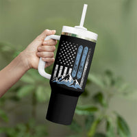 Alpine Skiing Skier Tumbler With Handle Vintage American Flag Winter Sport - Wonder Print Shop