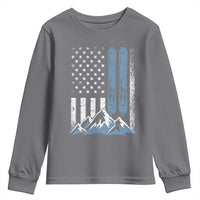 Alpine Skiing Skier Youth Sweatshirt Vintage American Flag Winter Sport - Wonder Print Shop