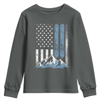 Alpine Skiing Skier Youth Sweatshirt Vintage American Flag Winter Sport - Wonder Print Shop