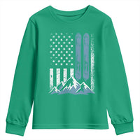 Alpine Skiing Skier Youth Sweatshirt Vintage American Flag Winter Sport - Wonder Print Shop