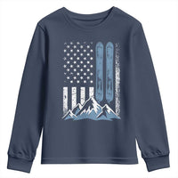 Alpine Skiing Skier Youth Sweatshirt Vintage American Flag Winter Sport - Wonder Print Shop