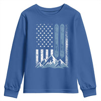 Alpine Skiing Skier Youth Sweatshirt Vintage American Flag Winter Sport - Wonder Print Shop