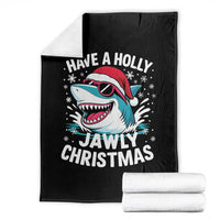Funny Xmas Shark Throw Blanket Have A Holly Jawly Christmas Santa Hat - Wonder Print Shop
