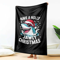 Funny Xmas Shark Throw Blanket Have A Holly Jawly Christmas Santa Hat - Wonder Print Shop