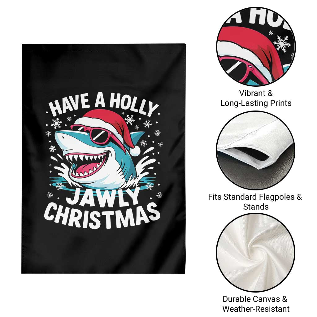 Funny Xmas Shark Garden Flag Have A Holly Jawly Christmas Santa Hat - Wonder Print Shop