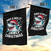 Funny Xmas Shark Garden Flag Have A Holly Jawly Christmas Santa Hat - Wonder Print Shop