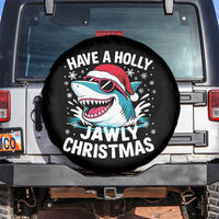 Funny Xmas Shark Spare Tire Cover Have A Holly Jawly Christmas Santa Hat - Wonder Print Shop
