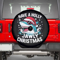 Funny Xmas Shark Spare Tire Cover Have A Holly Jawly Christmas Santa Hat - Wonder Print Shop