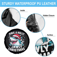 Funny Xmas Shark Spare Tire Cover Have A Holly Jawly Christmas Santa Hat - Wonder Print Shop