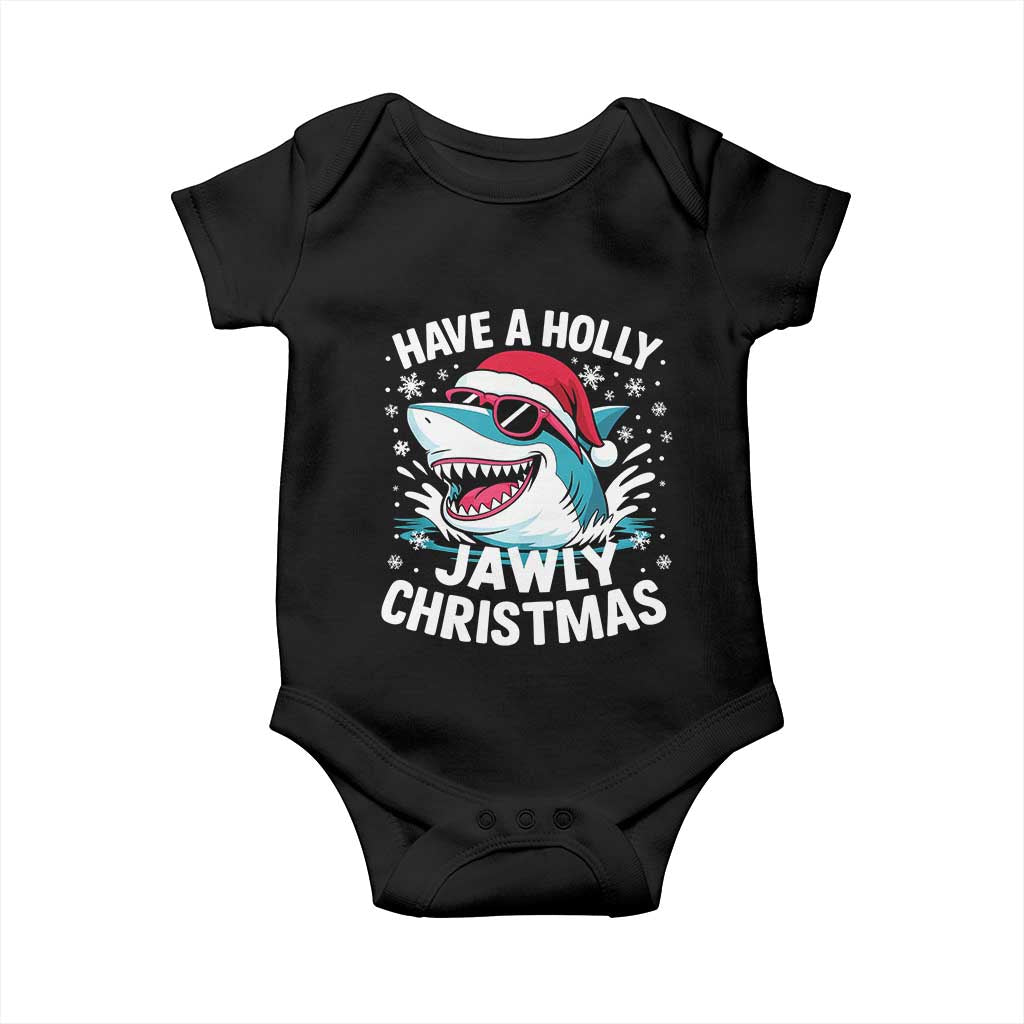 Funny Xmas Shark Baby Onesie Have A Holly Jawly Christmas Santa Hat - Wonder Print Shop