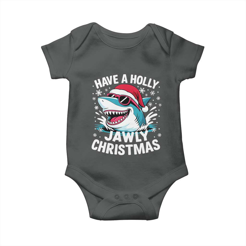 Funny Xmas Shark Baby Onesie Have A Holly Jawly Christmas Santa Hat - Wonder Print Shop