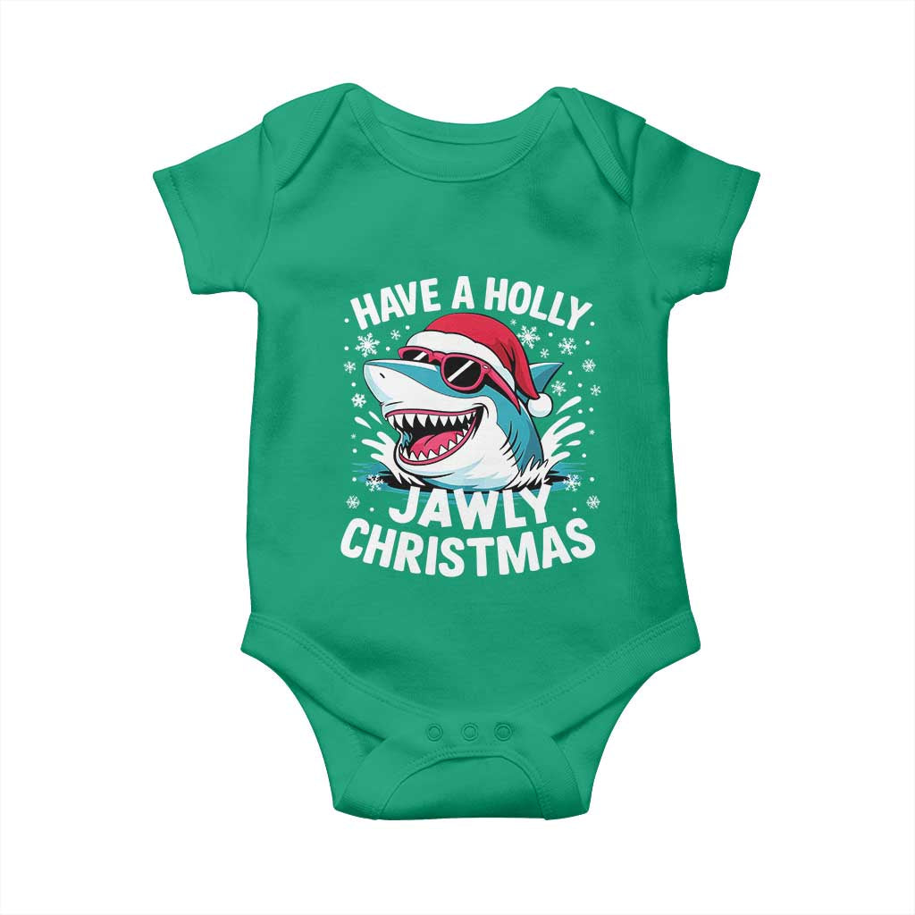 Funny Xmas Shark Baby Onesie Have A Holly Jawly Christmas Santa Hat - Wonder Print Shop