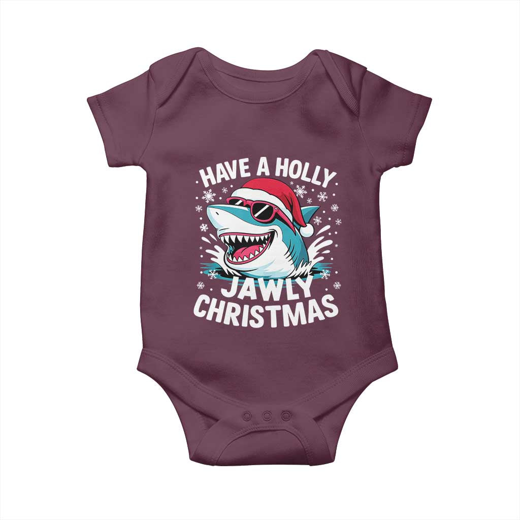 Funny Xmas Shark Baby Onesie Have A Holly Jawly Christmas Santa Hat - Wonder Print Shop