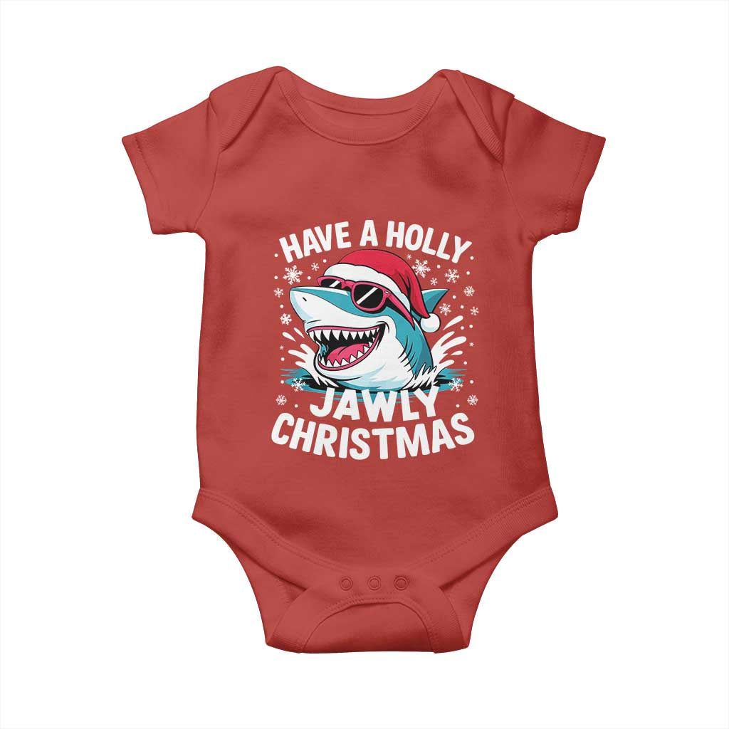 Funny Xmas Shark Baby Onesie Have A Holly Jawly Christmas Santa Hat - Wonder Print Shop