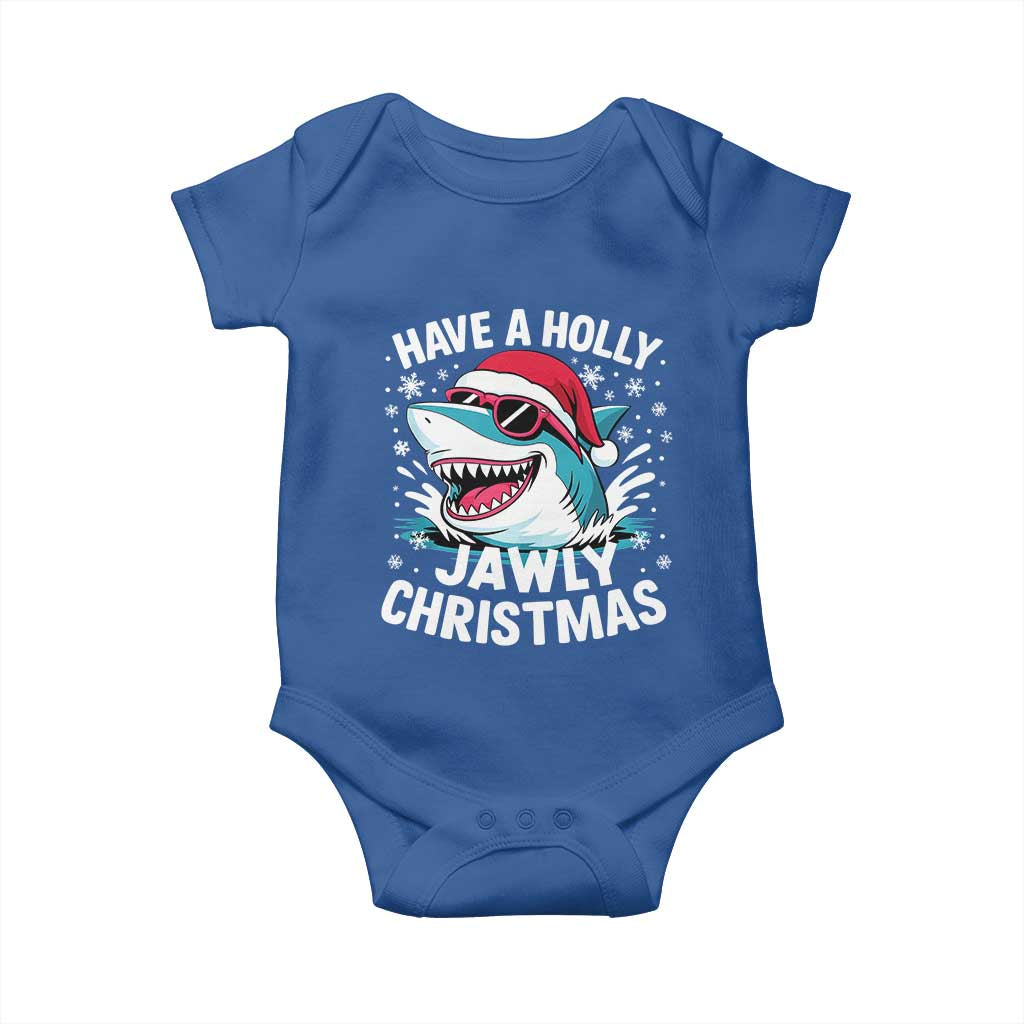 Funny Xmas Shark Baby Onesie Have A Holly Jawly Christmas Santa Hat - Wonder Print Shop
