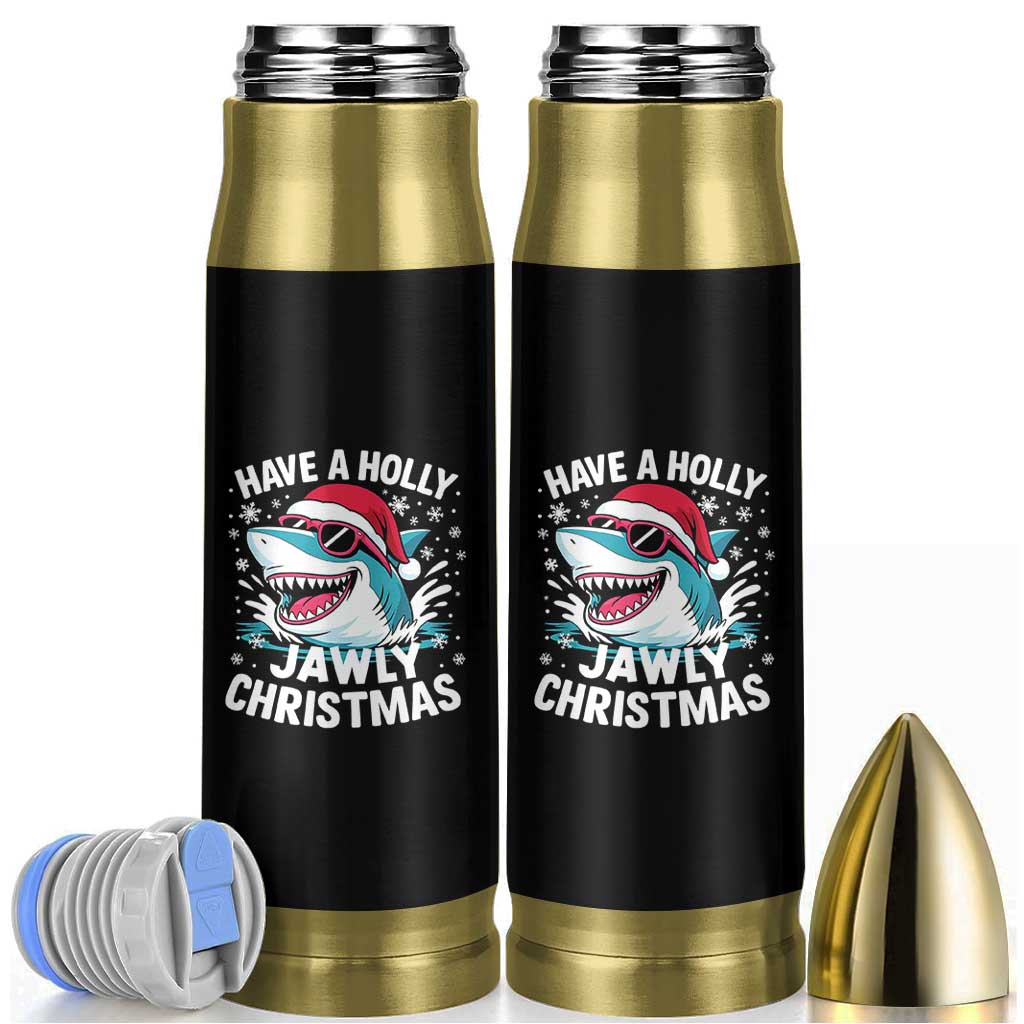 Funny Xmas Shark Bullet Tumbler Have A Holly Jawly Christmas Santa Hat - Wonder Print Shop