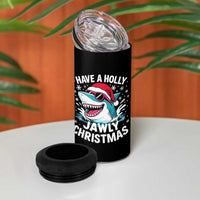 Funny Xmas Shark 4 in 1 Can Cooler Tumbler Have A Holly Jawly Christmas Santa Hat - Wonder Print Shop