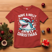 Funny Xmas Shark T Shirt Have A Holly Jawly Christmas Santa Hat - Wonder Print Shop