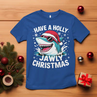 Funny Xmas Shark T Shirt Have A Holly Jawly Christmas Santa Hat - Wonder Print Shop