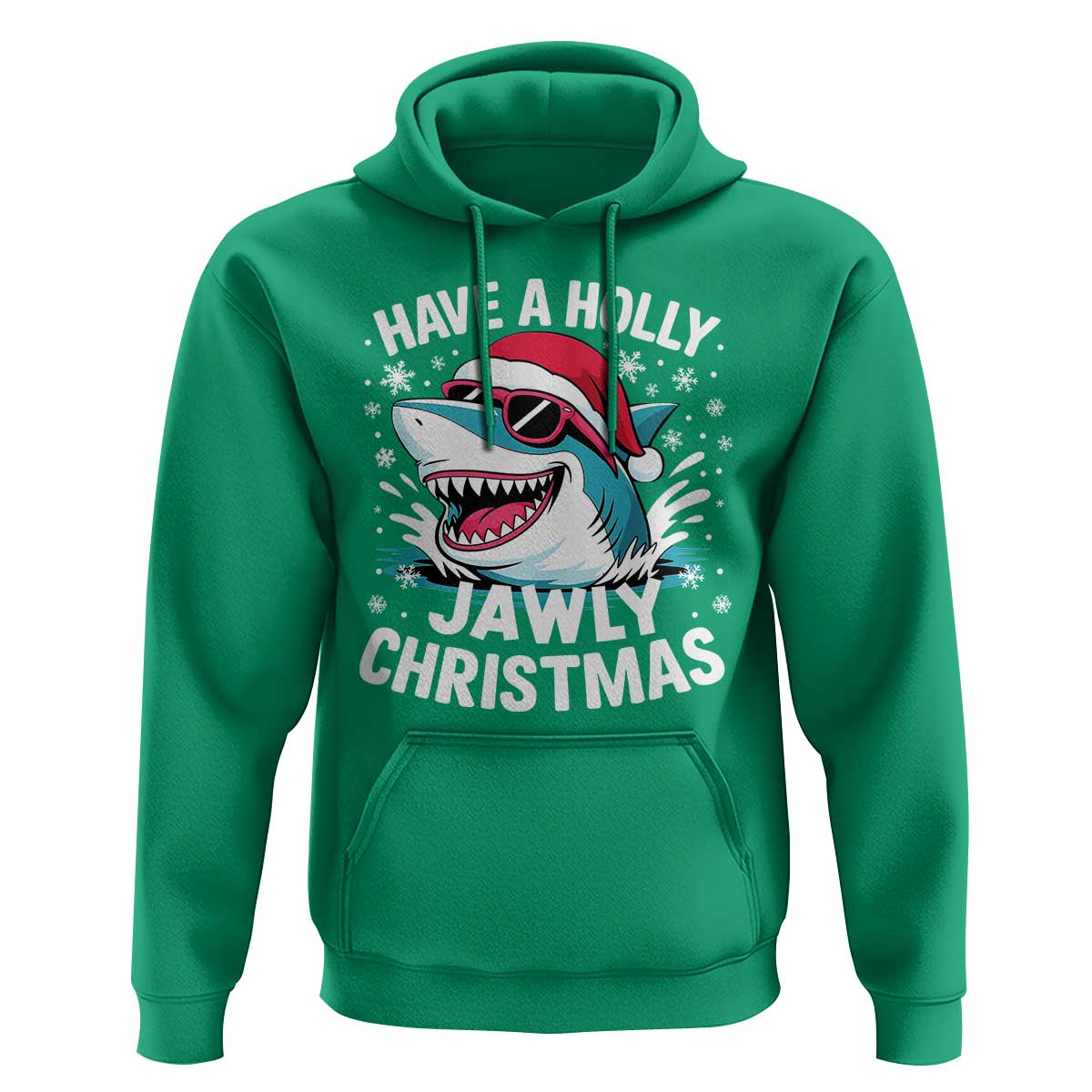 Funny Xmas Shark Hoodie Have A Holly Jawly Christmas Santa Hat - Wonder Print Shop