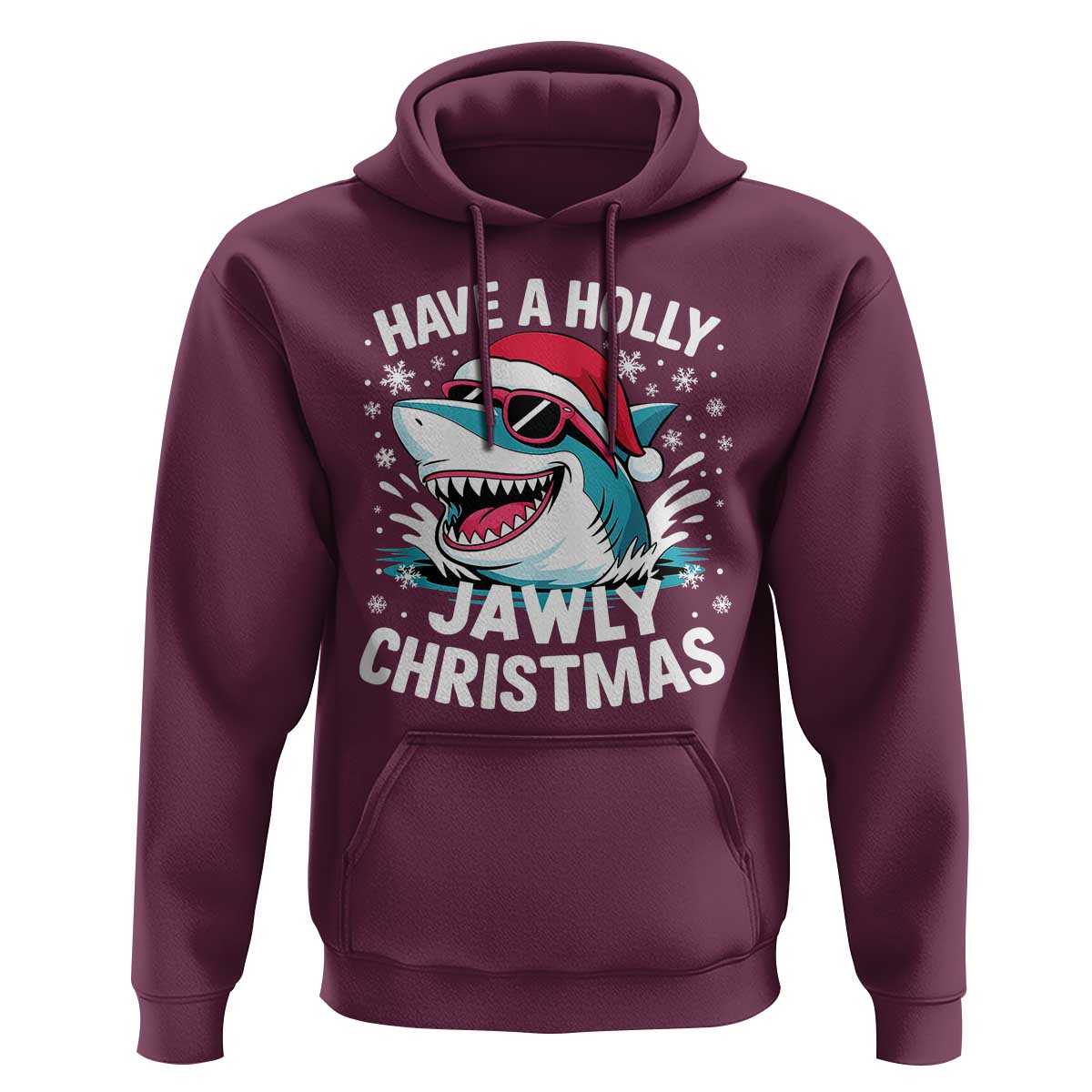 Funny Xmas Shark Hoodie Have A Holly Jawly Christmas Santa Hat - Wonder Print Shop
