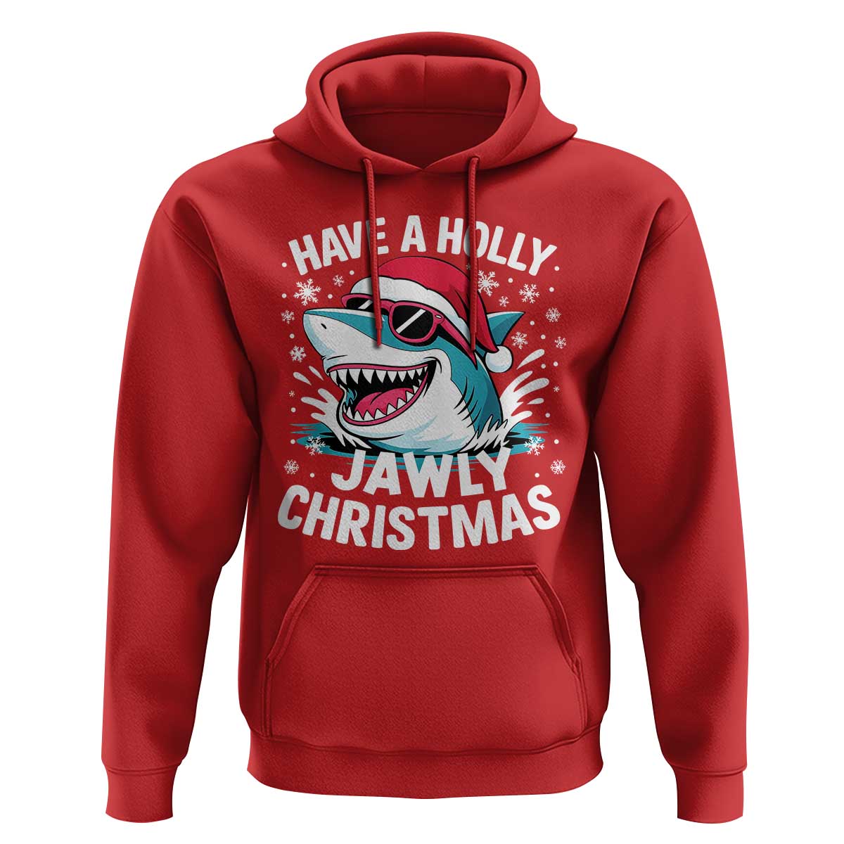 Funny Xmas Shark Hoodie Have A Holly Jawly Christmas Santa Hat - Wonder Print Shop