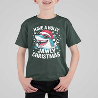 Funny Xmas Shark T Shirt For Kid Have A Holly Jawly Christmas Santa Hat - Wonder Print Shop
