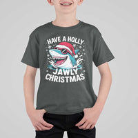 Funny Xmas Shark T Shirt For Kid Have A Holly Jawly Christmas Santa Hat - Wonder Print Shop