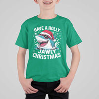 Funny Xmas Shark T Shirt For Kid Have A Holly Jawly Christmas Santa Hat - Wonder Print Shop