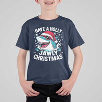 Funny Xmas Shark T Shirt For Kid Have A Holly Jawly Christmas Santa Hat - Wonder Print Shop