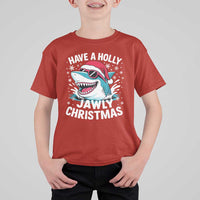 Funny Xmas Shark T Shirt For Kid Have A Holly Jawly Christmas Santa Hat - Wonder Print Shop