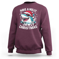Funny Xmas Shark Sweatshirt Have A Holly Jawly Christmas Santa Hat - Wonder Print Shop