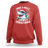 Funny Xmas Shark Sweatshirt Have A Holly Jawly Christmas Santa Hat - Wonder Print Shop