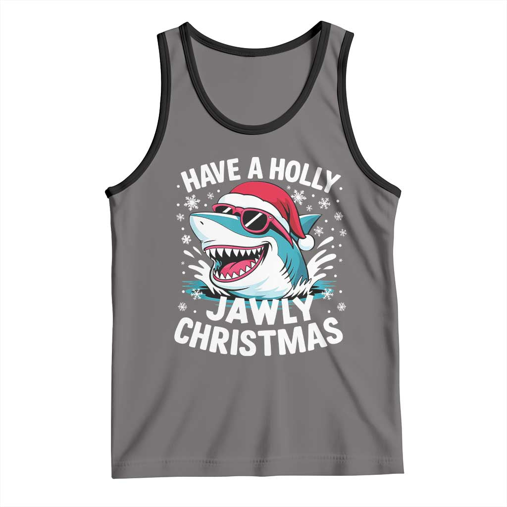 Funny Xmas Shark Tank Top Have A Holly Jawly Christmas Santa Hat - Wonder Print Shop