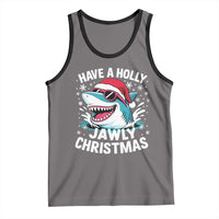 Funny Xmas Shark Tank Top Have A Holly Jawly Christmas Santa Hat - Wonder Print Shop