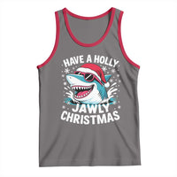 Funny Xmas Shark Tank Top Have A Holly Jawly Christmas Santa Hat - Wonder Print Shop
