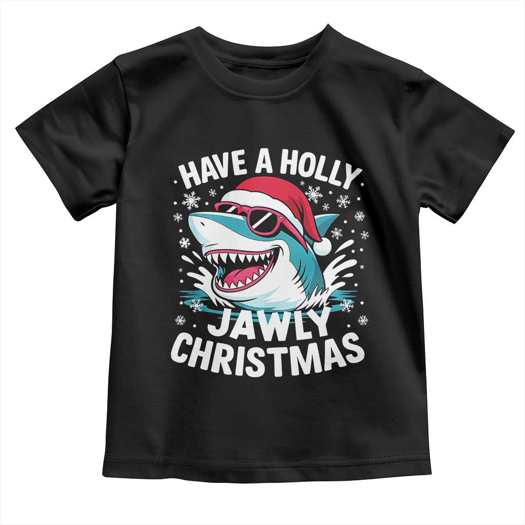 Funny Xmas Shark Toddler T Shirt Have A Holly Jawly Christmas Santa Hat - Wonder Print Shop