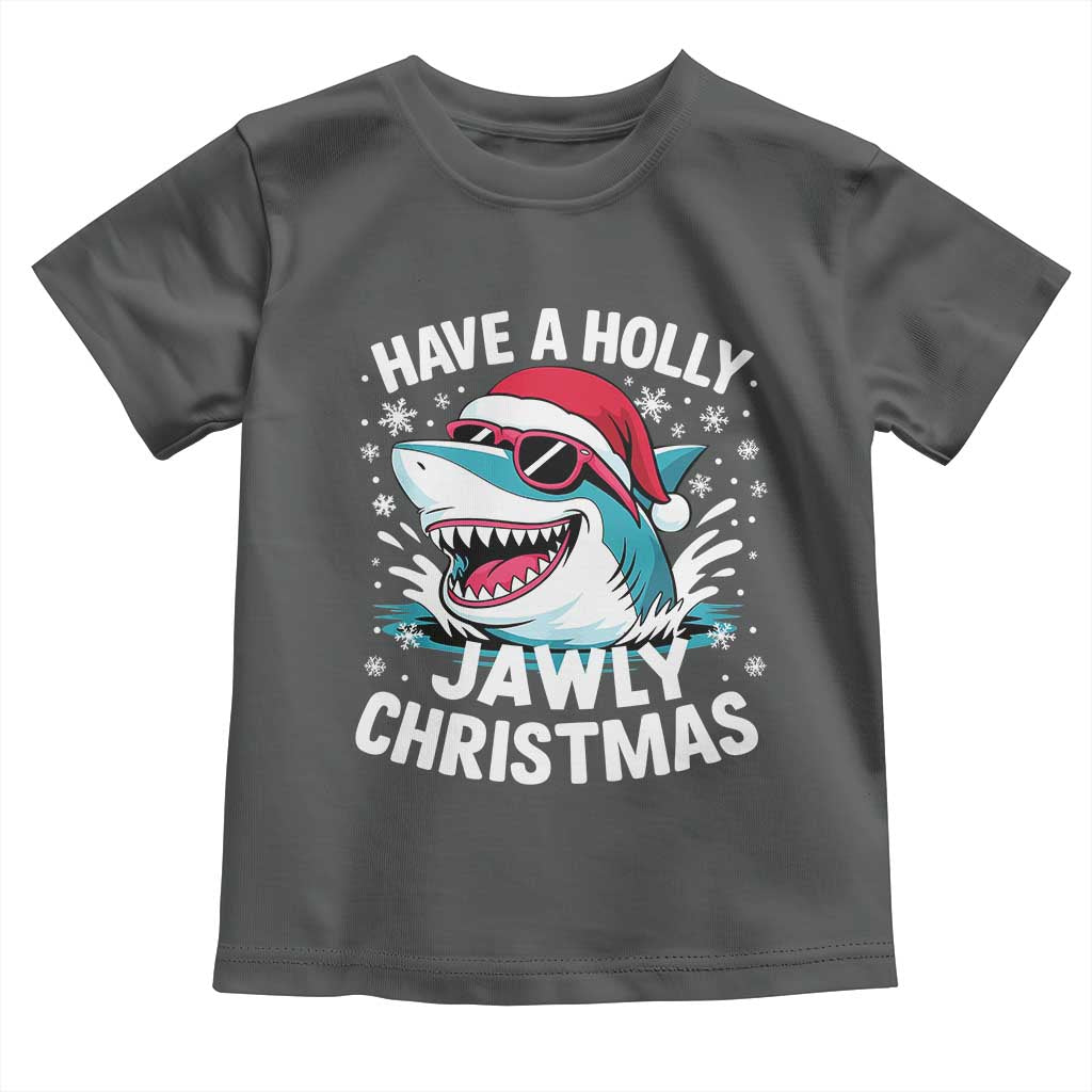 Funny Xmas Shark Toddler T Shirt Have A Holly Jawly Christmas Santa Hat - Wonder Print Shop