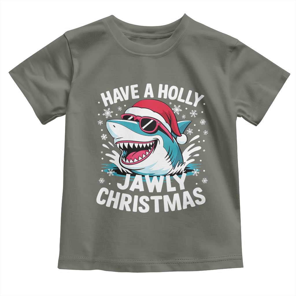 Funny Xmas Shark Toddler T Shirt Have A Holly Jawly Christmas Santa Hat - Wonder Print Shop
