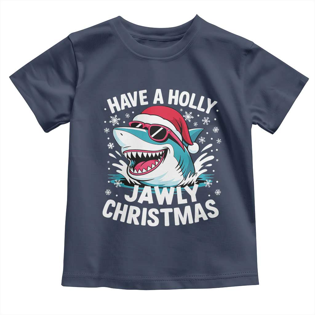 Funny Xmas Shark Toddler T Shirt Have A Holly Jawly Christmas Santa Hat - Wonder Print Shop