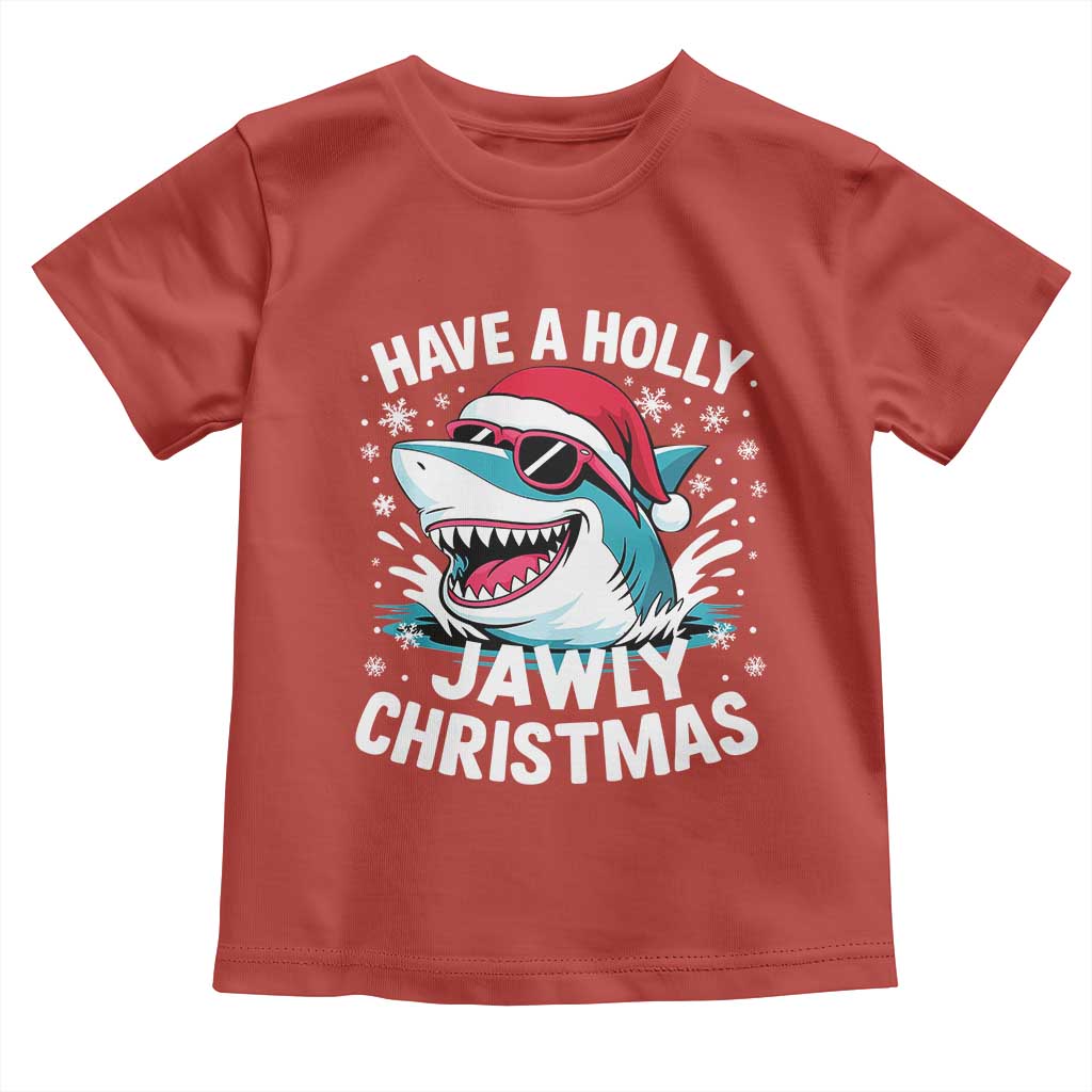 Funny Xmas Shark Toddler T Shirt Have A Holly Jawly Christmas Santa Hat - Wonder Print Shop