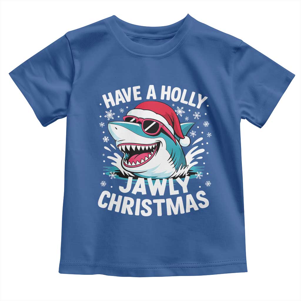 Funny Xmas Shark Toddler T Shirt Have A Holly Jawly Christmas Santa Hat - Wonder Print Shop