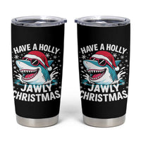 Funny Xmas Shark Tumbler Cup Have A Holly Jawly Christmas Santa Hat - Wonder Print Shop