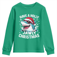 Funny Xmas Shark Youth Sweatshirt Have A Holly Jawly Christmas Santa Hat - Wonder Print Shop