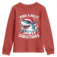 Funny Xmas Shark Youth Sweatshirt Have A Holly Jawly Christmas Santa Hat - Wonder Print Shop