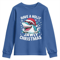 Funny Xmas Shark Youth Sweatshirt Have A Holly Jawly Christmas Santa Hat - Wonder Print Shop