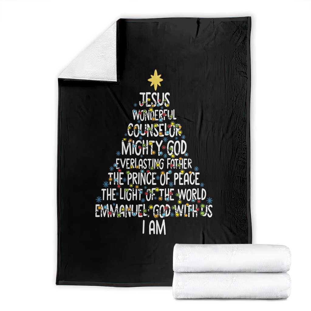 Christian Christmas Throw Blanket Jesus Wonderful Counselor Mighty God Xmas Tree - Wonder Print Shop