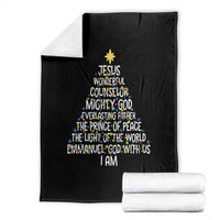 Christian Christmas Throw Blanket Jesus Wonderful Counselor Mighty God Xmas Tree - Wonder Print Shop